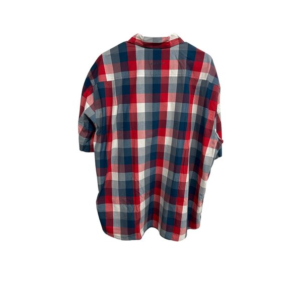 Orvis Short Sleeve Plaid Button Up Shirt Red Blue Sz XXL Cotton Classic Preppy - Picture 2 of 11